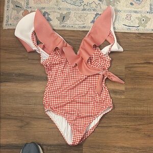 Minnow Gingham Ruffle Swimsuit